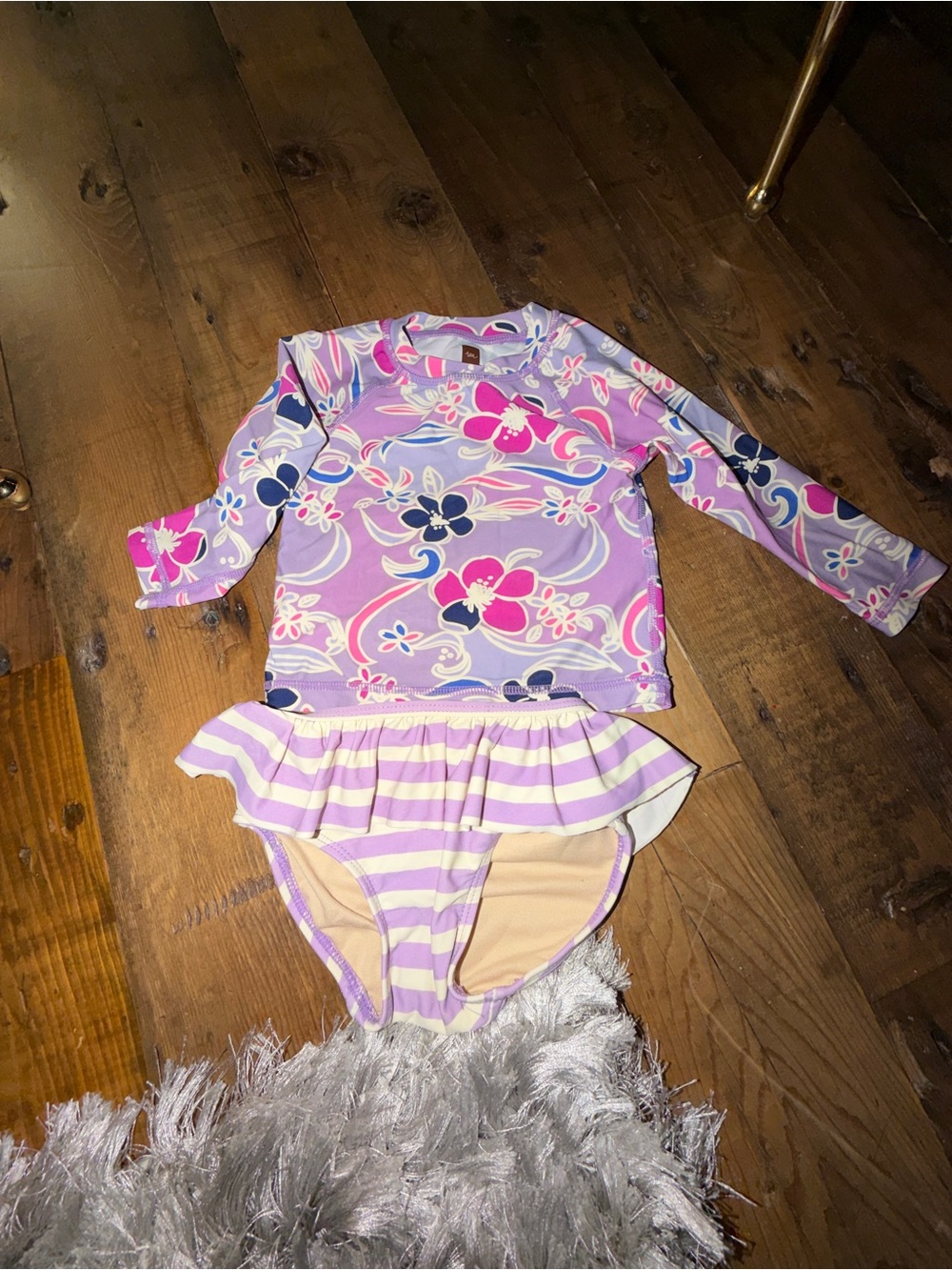 Tea purple Floral Long-Sleeve Swim Set girls size 12-18M
